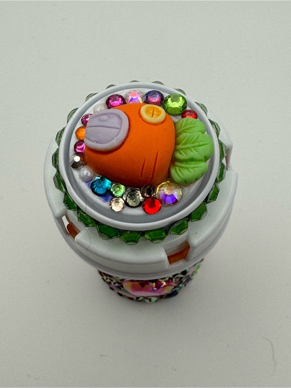 Hand Crafted Multicolor Rhinestone Pill Bottle Decor - Picture 4 of 5